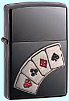 Zippo Dealt Emblem Black Ice lights 21024
