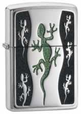 Black Green Lizard Lighter (model 21149) Chrome