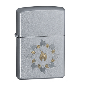 Zippo Ring Of Fire Satin Chrome Lighter 21192