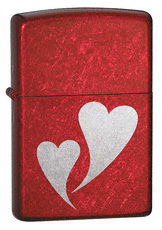 Zippo Double Hearts 24183 Lighter Candy Apple Red