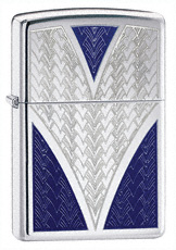 Zippo Deep V Windproof Lighter Bare Polished Blue 24205