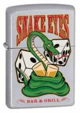 Zippo Snake Eyes 24262 Satin Chrome Lighter 2 Dice