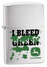 Zippo John Deere  I Bleed Green lights 24310