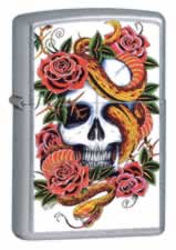 Blooming Death Street Chrome Tattoo Lighter 24321