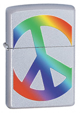 Zippo 205 Peace Symbol Satin Chrome Lighter (24475)