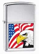 Brushed Chrome Eagle & Flag Zippo #607