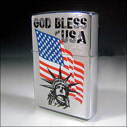 Brushed Chrome God Bless the USA Zippo #636
