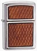 Zippo Brushed Chrome Diamond Cut Leather Lighter- 701