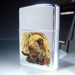 Zippo 759 High Polished Chrome Grizzly Bear Lighter