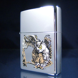 High Polished Chrome Owl Zippo #760