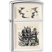 Scrimshaw Ship Emblem Lighter Z010890 Windproof
