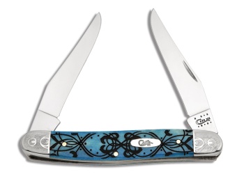 Case Muskrat Kaleidoscope Caribbean Blue Twin Clip Blades CA13582