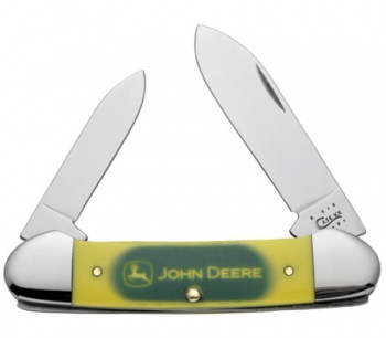 Case John Deere Canoe Knife Yellow & Green Synthetic CA15715