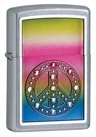 Zippo Peace For All Satin Chrome Psychedelic Peace Sign 24898