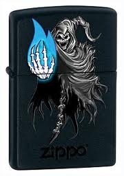 The Zippo BS Death lighter Black Matte Scary Design 28033