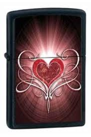 Zippo Heart Lighter Pink Design And Black Background 28043