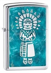 Zippo Indian Lighter Turquoise Background Stunning 28049