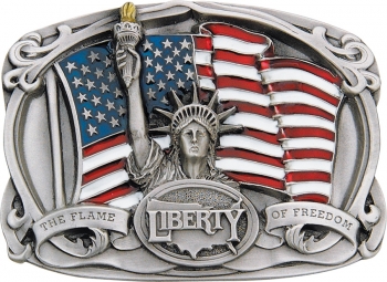 Books Belt Buckle Liberty Flag. BK42E