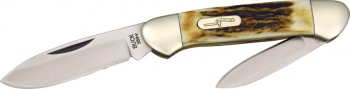 Buck Canoe Knife Stag Handle Spear & Pen 420 Blades BU389S