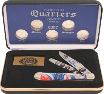 Case 2007 State Quarters Gift Box Set USA Flag Handle CA2007QTRS