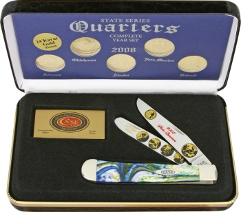 2008 Gold Quarters Comemmorative Box & Trapper Knife CA2008GQTS