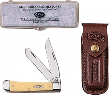 Case Trapper Gift Set Yellow Delrin Oilstone Sheath CA224