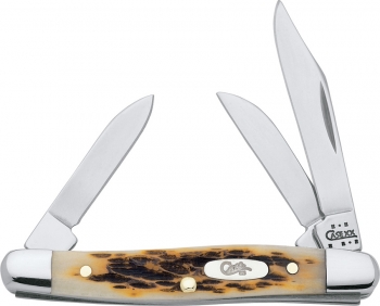 Case 6327 SS Small Stockman Amber Jigged Bone 00262