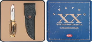 Case Fixed Blade Stag Deer Hunter Sheath Gift Tin 5557