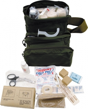 M-3 First Aid Kit Medic Bag Green Nylon Packed Full FA108