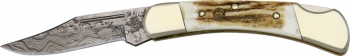HandR Stag-Damascus Lockback Knives HR351DSD