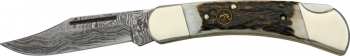 HandR Damascus Lockback Deer Stag Knives HR361DSD