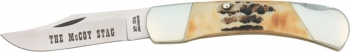 McCoy 3 3-4 Inch Stag Bone Lockback Carbon Clip Blade MC00201