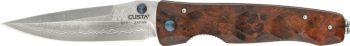 Mcusta Damascus Tactility Quince Wood Handle Linerlock MCU124D