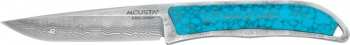 Mcusta Damascus Fixed Blade Turquoise Slab Handle MCU63D