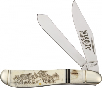 Marbles Scrimshaw Dogleg Trapper knives MR259