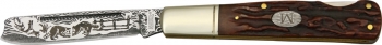 Marbles Razor Lockback Etched Damascus knives MR271