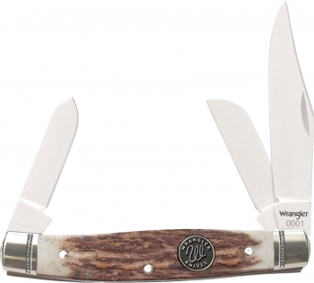 Wrangler WR001SG 3 Blade Stag Stockman 3 3-8 Inch