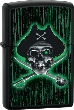 Zippo Pirate Lighter 24261 Black Powder Coat Skull