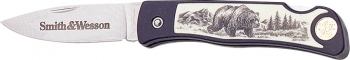 Smith and Wesson S&W Scrimshaw Lockback Bear. Knives SW310N
