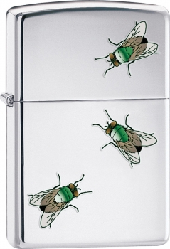 24881 Zippo Flies LighterWacky IdeaPolished Chrome 24881