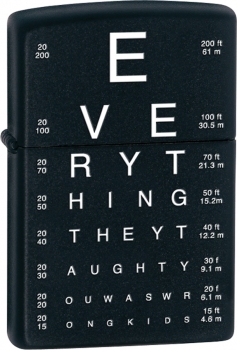 24890 Eye Chart Lighter Black Matte Fun & Funky 24890