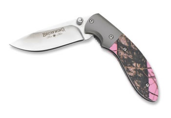 Browning For Her Pink Mossy Oak Folder 3 3-4 Closed BR894