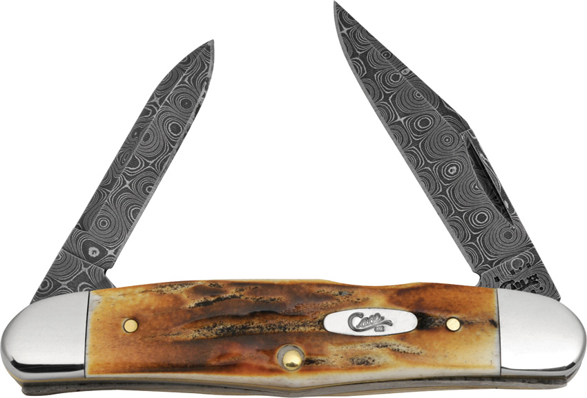 Case Humpback Half Whittler Damascus Raindrop Blades CA10816
