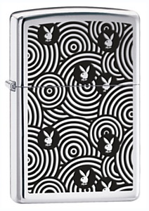 Zippo Playboy Lighter Black And White Circles 28075