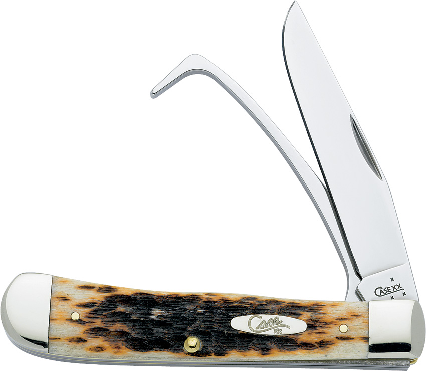 Case CA144 Equestrians Knife Hoof Pick Amber Bone
