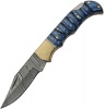 Damascus Grooved Lockback Blue - BRK-DM1303BL